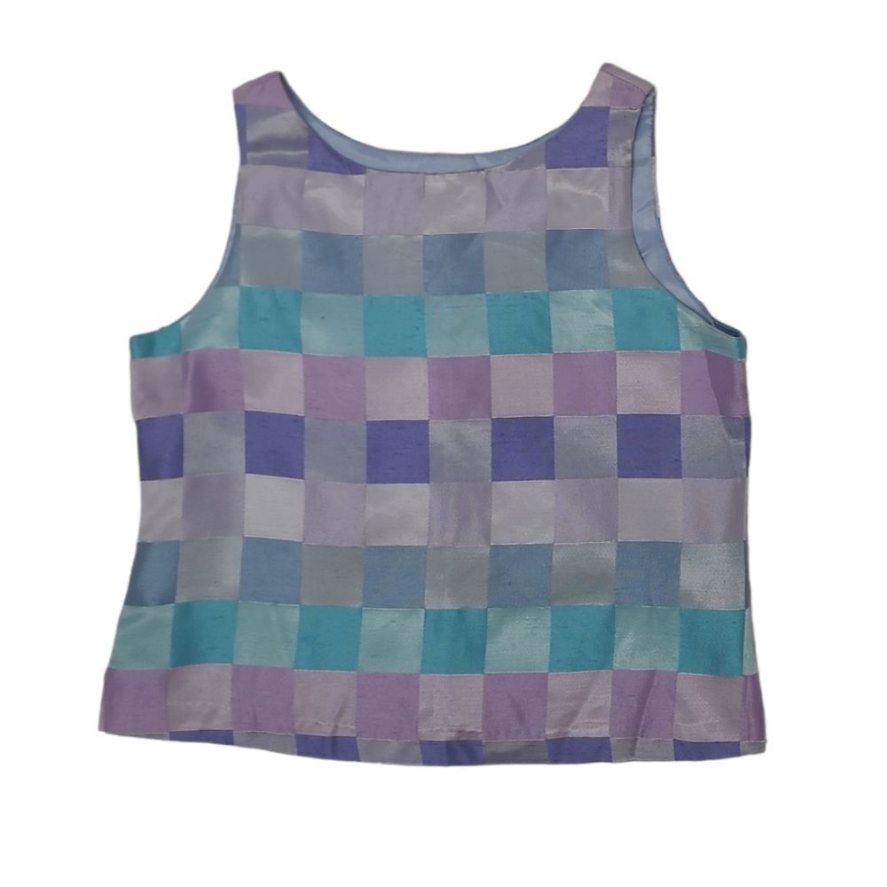 VINTAGE‎ 90s pastel kawaii checkered sleeveless shell top XS/S